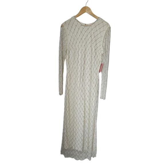 Ivy City Co Gatsby Dress In White Cream Size XL Retro Winter Wedding NWT Bride - Picture 3 of 15